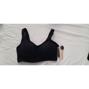 Truekind Womens Sz L Daily Comfort Wireless Shaper Bra w/ Extender Black 10022